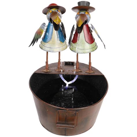 Crows beaks open and close with the water flow. Alpine Corporation Metal Crow Duo Fountain-NCY298 - The ...