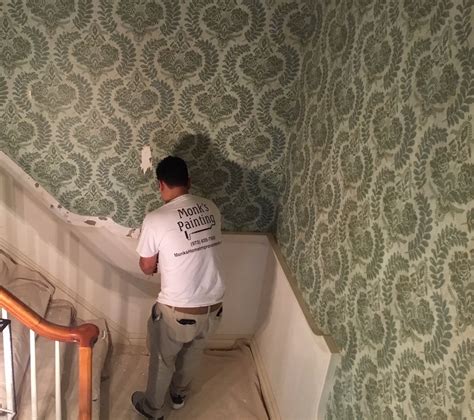 This cuts the caulk and prevents the walls from getting torn up. Stairwell Wallpaper Removal - Monk's Home Improvements in NJ