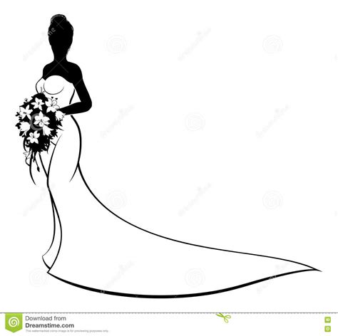 Wedding bouquets vector black and white. Wedding Bride Silhouette Holding Bouquet Stock Vector ...