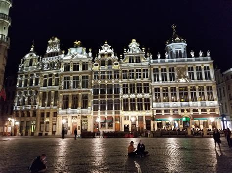Grand Place, Brussels Belgium, lit up at night. : travel