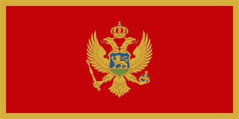 Die flagge montenegros ist rot, mit dem wappen in der mitte und goldenen rändern. Montenegro | Flaggen der Länder