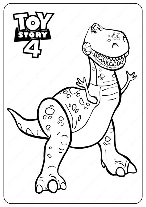 It was one of the largest land carnivores of all time, with a massive skull and powerful jaws containing 60 teeth, that could probably crunch through. Toy Story - Rex PDF Coloring Pages in 2020 | Dinosaur ...