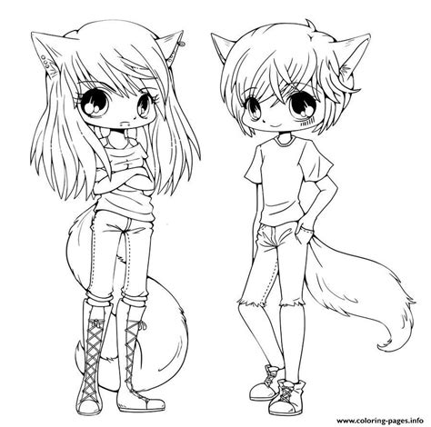 Girls twins coloring page from girls category. Cute Anime Twins Coloring Pages Printable