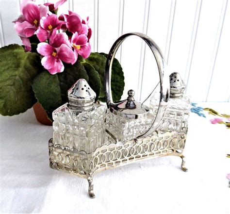 Keep it at the entrance as a mobile phone stand or in the bathroom as a toiletries organizer or toothbrush caddy. Vintage 8 Piece Salt Pepper Mustard Caddy 1940-1950s Cruet ...