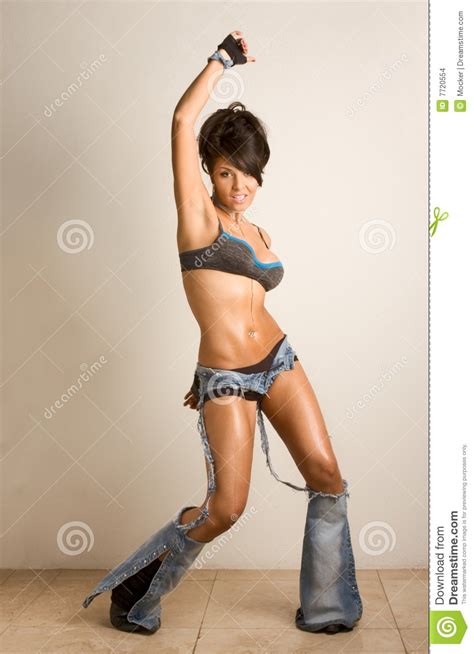 Sign up for free today! Go-go Woman Dancer Performing Wearing Jeans Outfit Stock ...