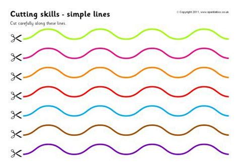 These scissor cutting ideas are designed for children who have mastered the basic cutting motion. Cutting Skills Worksheets - Simple Lines (SB4520) - SparkleBox