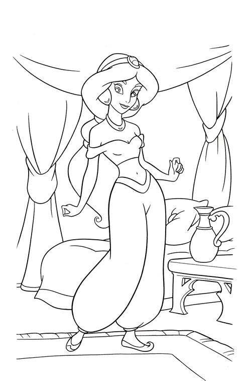 Princess jasmine aladdin coloring pages. Free Printable Jasmine Coloring Pages For Kids - Best ...