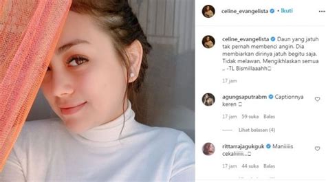 Potret celine saat mengenakan hijab tersebut diunggah oleh ustaz riza muhammad ke instagram. Unggah Bismillah, Celine Evangelista Isyaratkan Mualaf?