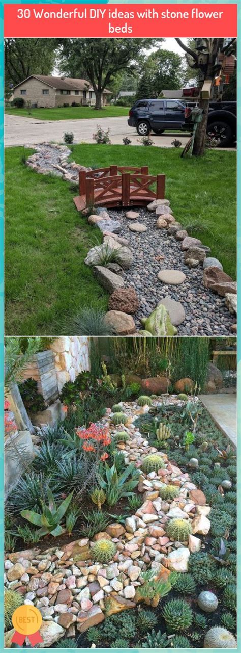 Find 25 magical flower bed this is a flat flowerbed set flush with the ground. 30 Wonderful DIY ideas with stone flower beds - My Blog in ...