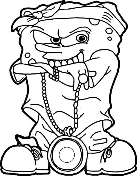 Graffiti words coloring pages for teenagers. Gangster Spongebob Coloring Pages - From the thousand ...