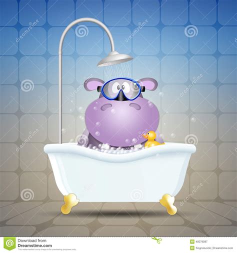 This is certainly one hungry, hungry hippo. Hippo With Diving Mask On Bath Stock Illustration ...