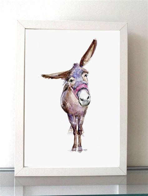 Het schaapje ⭐ , netherlands, zieuwent, 12 oude maat: Donkey Art Donkey watercolor Painting giclee print farm ...