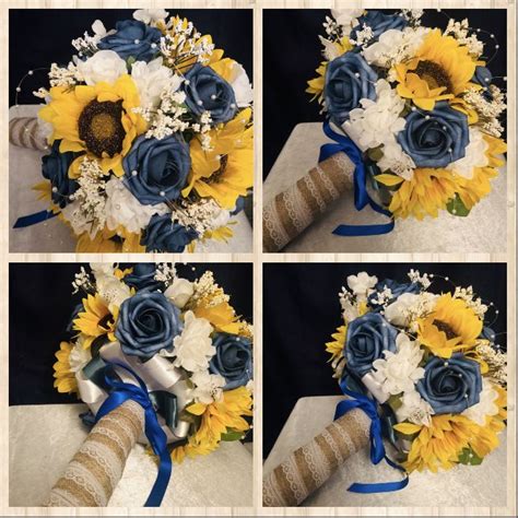 Create your own artificial wedding bouquets arrangements with silk flower stems from rustic reach. wedding bouquet, sunflower rustic wedding bouquet, navy ...