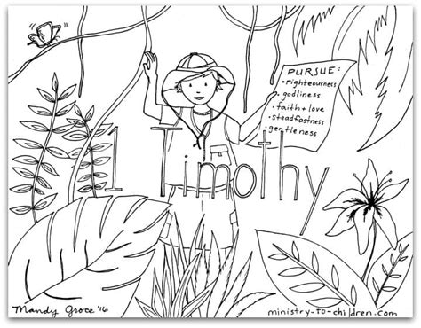 2 timothy, titus, philemon,.hebrews, james, 1 peter, 2 peter, "1 Timothy" Bible Book Coloring Page | Ministry-To-Children