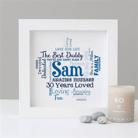 It can be hard to find the perfect gift ideas for a man you care about, especially if they buy themselves all the latest gadgets and toys. personalised 30th birthday gift for him by hope and love ...