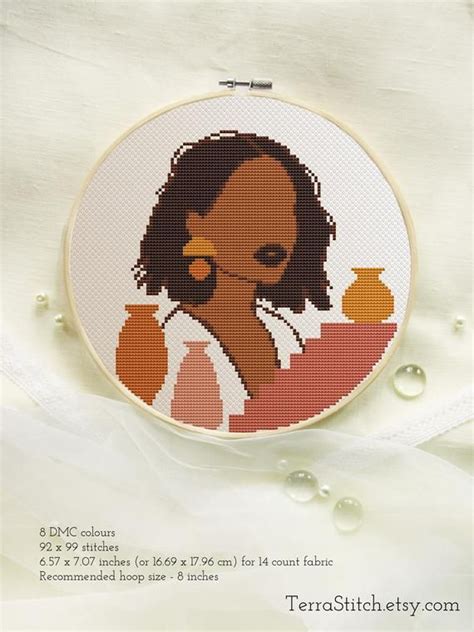 Free stitching pattern creator and generator. Black girl cross stitch pattern Boho woman cross stitch ...