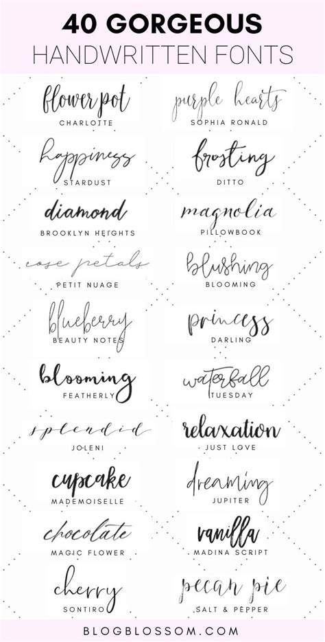 We have more than 13000 free fonts in over 100 font categories, including all font styles and font faces. 40 Gorgeous Handwritten Script Fonts - Blog Blossom in ...