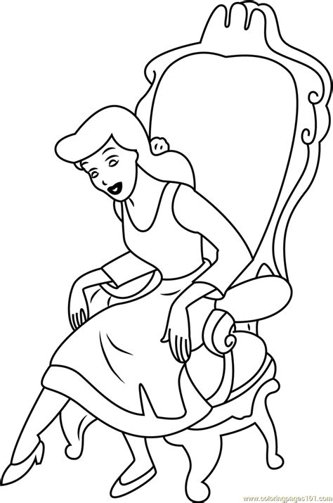 Office chair with coffee mug coloring pages. Cinderella Sitting on Chair Coloring Page for Kids - Free ...