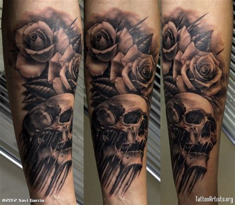 The skull beneath your skin. skull and flames sleeve tattoos | Rose Flowers And Skull ...