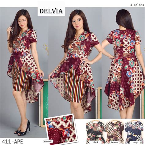 Lebar dada 50 panjang 67 l : Dress Batik Depan Pendek Belakang Panjang - Gamis Brokat