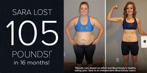 Submitted 8 months ago by jag_25. Beachbody Results: Sara R. Lost 105 POUNDS in 16 Months