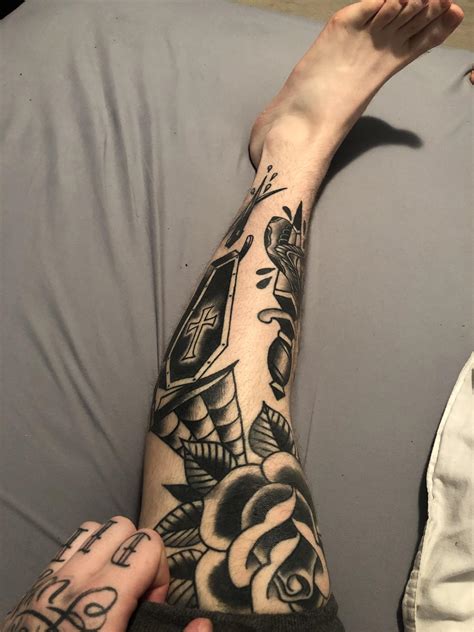 Caged raven tattoo is at caged raven tattoo. Leg progress. Done by Tim James at Caged Raven in ...