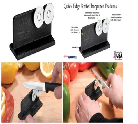 Will replace any product manufactured by our company returned to us due to defects in material or workmanship. Rada Cutlery Quick Edge Knife Sharpener Stainless Steel ...