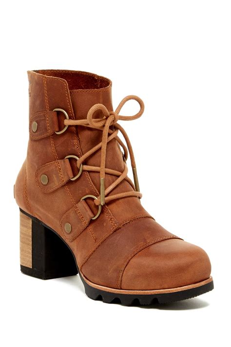 Sorel Leather Addington Waterproof Lace-up Bootie in Brown - Lyst