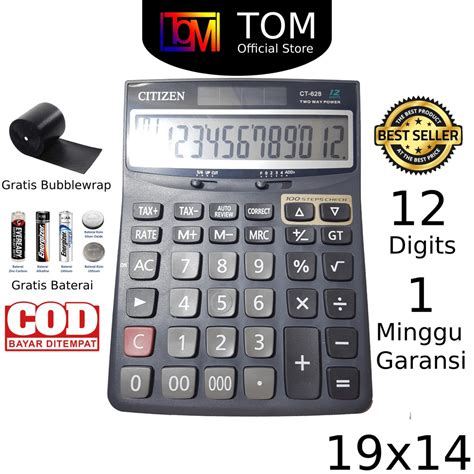 Kalkulator Citizen CT - 628 - Kalkulator Dagang Warung Besar / Kalkulator Meja Kasir Kantor ...
