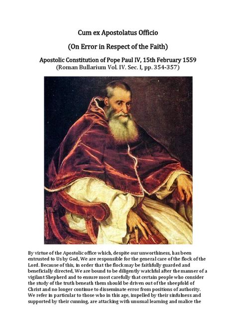 The complexity also plays a key role in clouding public understanding of. Cum Ex Apostolatus Officio ( Written by Pope Paul IV ) | Pope | Catholic Church