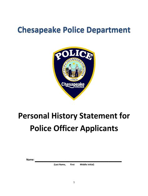 Why your policing personal statement is so important. VA Personal History Statement for Police Officer ...