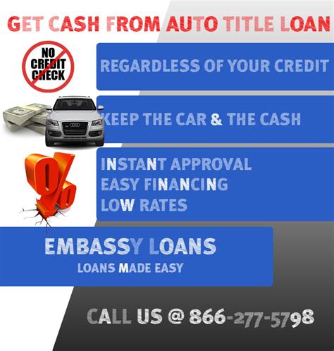 Fair & fast personal loans. Embassy Loans makes getting your cash easy! To get a auto ...