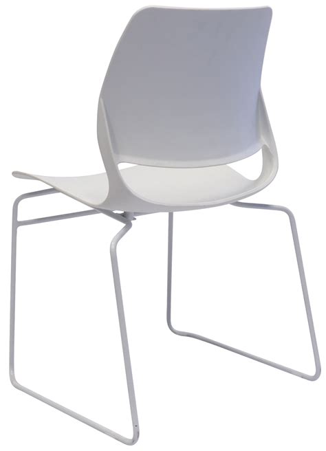 Silver chiavari chair with pad. Vivid White Poly Sled Base Visitor Chair | Office Stock