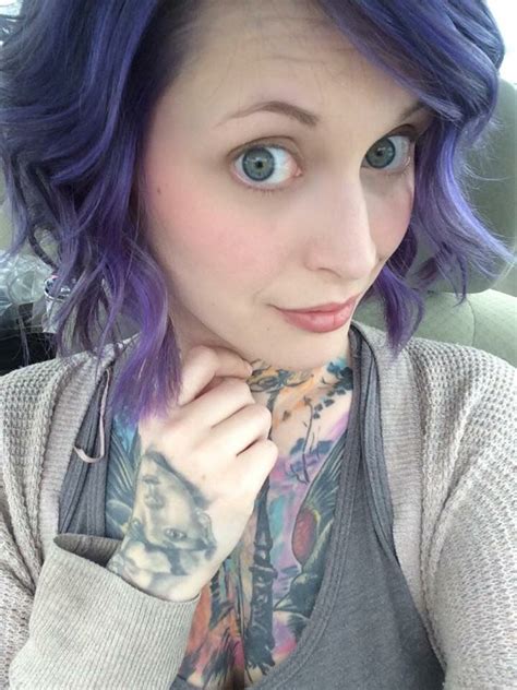 Darker hair colors are renowned for not 'soaking' up the color as well as lighter hair shades do. Amanda Pocalypse tattooed model, bright purple hair ...