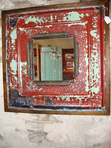 Our mirror tiles are nearly perfect. The Cluttered Cupboard | Tin ceiling, Chalk paint mirror ...