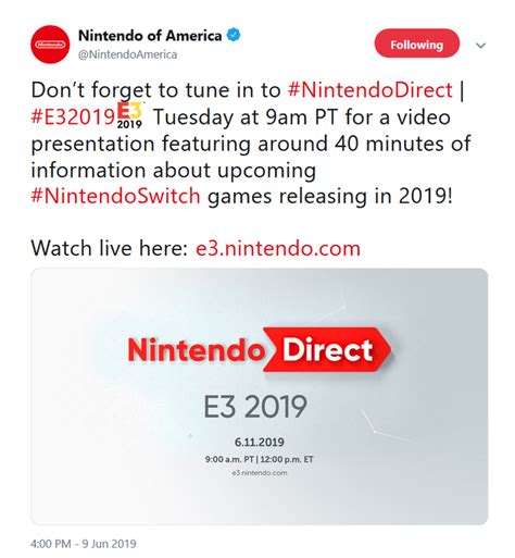 The first day of the event holds a tournament for the battle of the best players. Duração do Nintendo Direct para a E3 2019 é confirmada ...