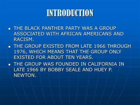 As to articulatory indivisibility of the diphthongs it could be proved by the fact that neither morpheme nor syllable boundary that separate the nucleus and the glide can pass within it, for example: PPT - THE BLACK PANTHER PARTY PowerPoint Presentation ...