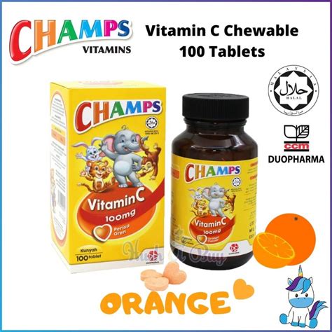 It is necessary for the growth, development, and repair of tissues. Champs Vitamin C/ Multivitamin 100mg - 100 tablet - Orange ...
