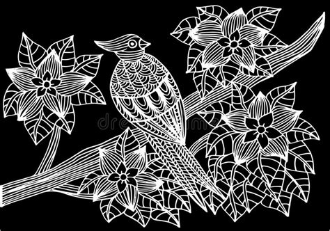 Coloring page for relax and relif. Tropical Parrot, Flowers And Leaves. Page Of Coloring Book ...