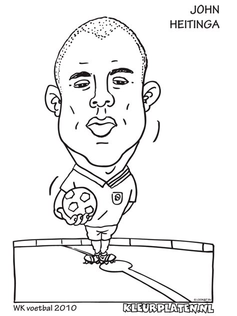 Hieronder vind je diverse cartoon kleurplaten van bekende voetballers. Kleurplaat John Heitinga - Nederlands Elftal - Kleurplaten.nl