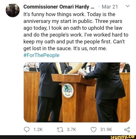 A written statement formally confirmed by swearing an oath or affirming before a competent authority, such as a commissioner for oaths. Commissioner Omari Hardy... CADA It's funny how things ...