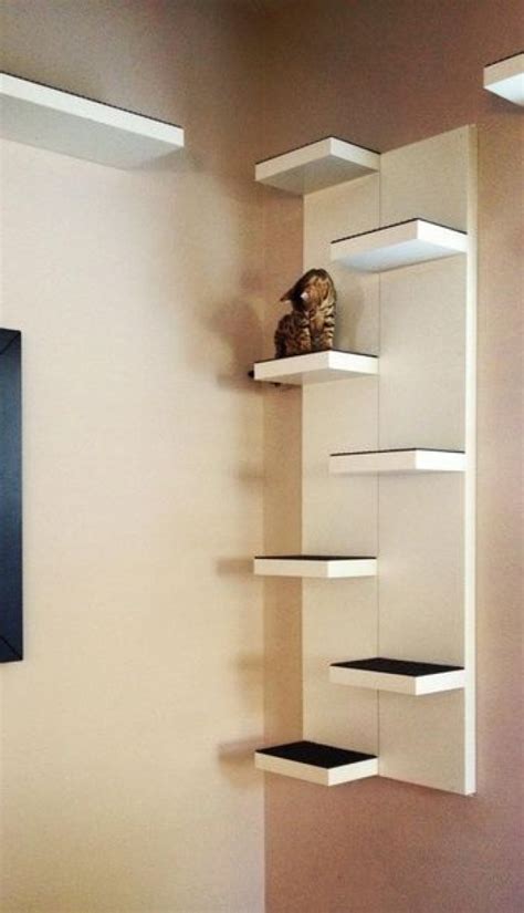 So makes these diy cat shelves for them. Great idea! use two Lack wall shelves from ikea and ...