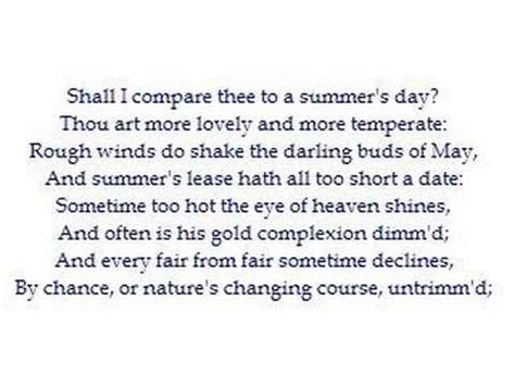 How is sonnet 18 structured? Sonnet 18: Shall I Compare Thee to a Summer's Day? by ...