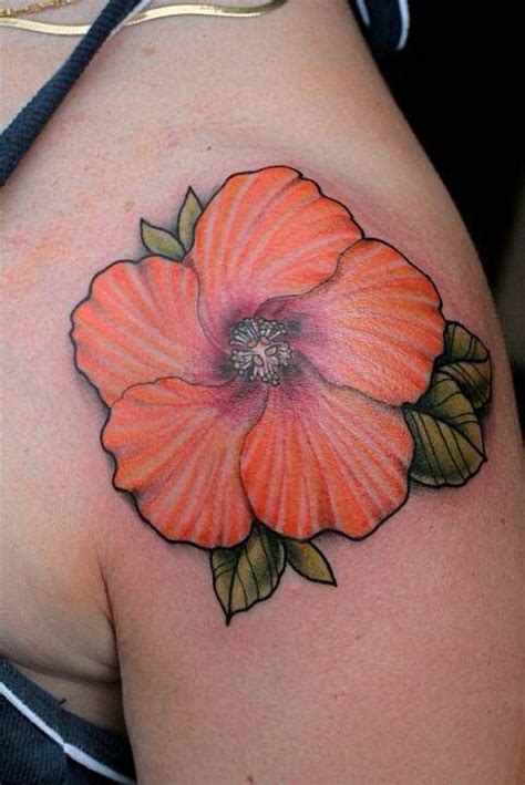There are a few ways to have a heart tattoo. Awesome Hibiscus Tattoo On Upper Shoulder For Girls ...
