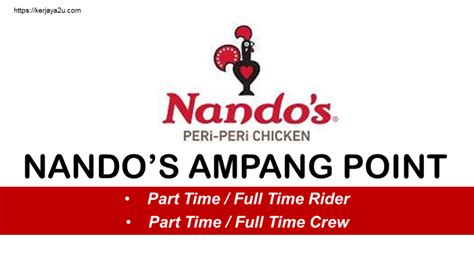 Jadi, gaji serta elaunnya agak lumayan dan lebih terjamin insyaallah. Jawatan Kosong Terkini Di Nando's Ampang Point | kerjaya2u