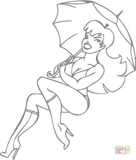 Use different colors to highlight, shade, and shadow your retro coloring pages. Pin-up Girl Holding An Umbrella coloring page | Free ...