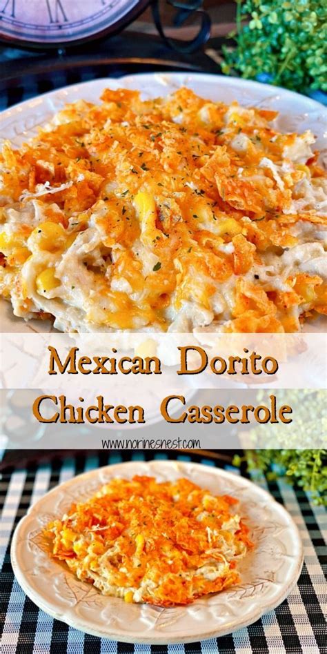 This is a cheesy casserole has the crunch of doritos and the spice of rotel tomatoes. Mexican Dorito Chicken Casserole | Norine's Nest | Recipe ...