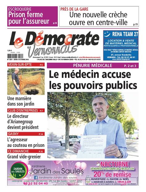 Последние твиты от le démocrate (@ldmocrate). Le Démocrate Vernonnais N°3831 du 04 octobre 2018 à ...