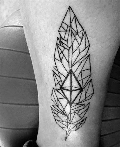 To ease your work a bit, we give you certain placement ideas. 30 Geometric Feather Tattoo Designs For Men - Shaped Ink Ideas