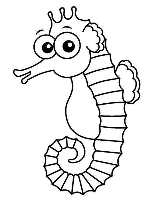 Realistic seahorse free sea animals coloring page. 13 seahorse coloring pages - Print Color Craft